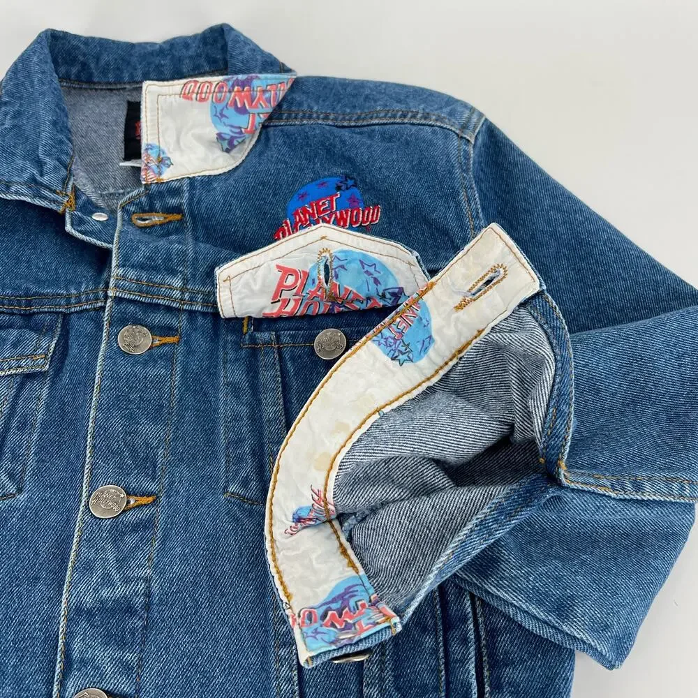 90s denim jean jacket Planet Hollywood Ft Lauderdale 1990s vintage kids medium